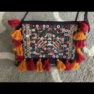 Artsy Mirrored fringe cross body bag